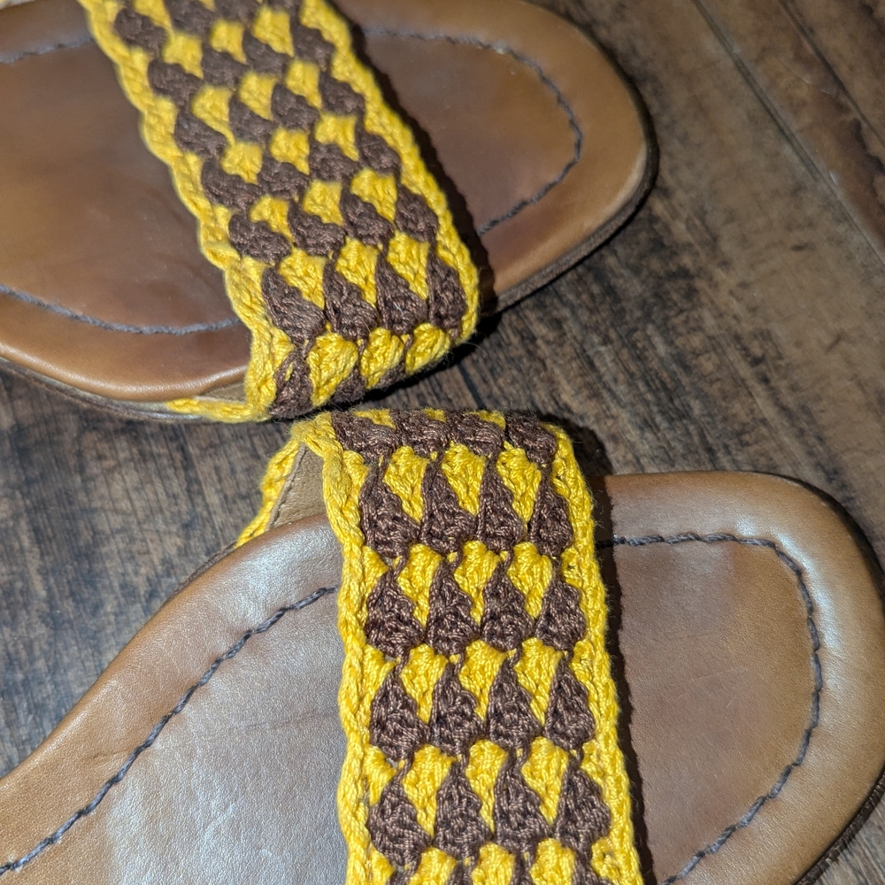 Prada Brown and Yellow Woven Sandals - Picture 3 of 9